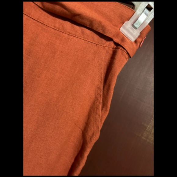 NWOT Urban Outfitters Linen Tie Front Wide Leg Cropped Pants Rust Orange Size M - Picture 8 of 15